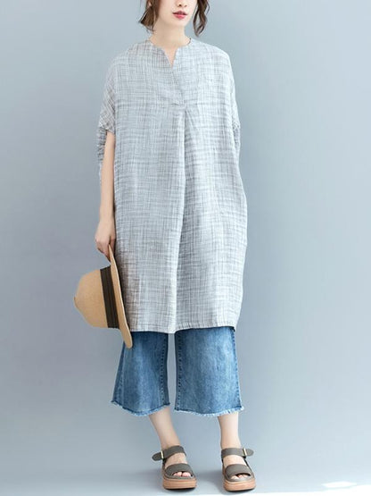 Loose Batwing Plaid Dress