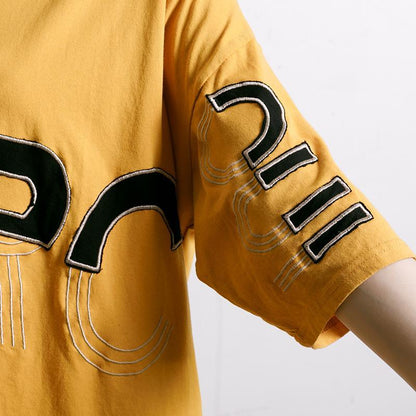 Embroidered And Half-Applique Letters T-Shirt