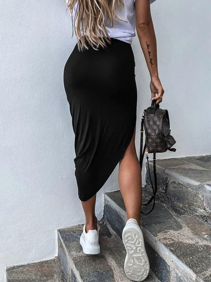 Wrap Cropped Solid Color Skirts
