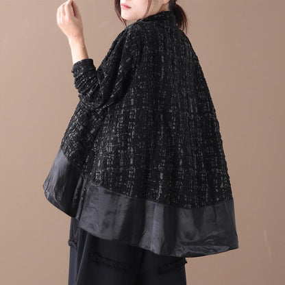 Buykud Spliced Pure Color Turtleneck Long Sleeve Blouse