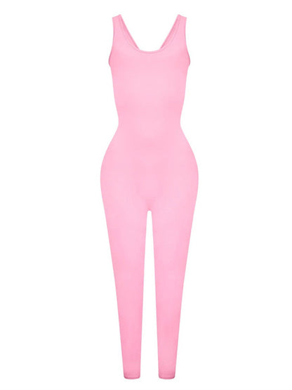 Simple Sleeveless Solid Color Jumpsuits