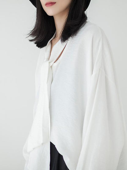 Original Loose Black Chic Lace-up Blouse