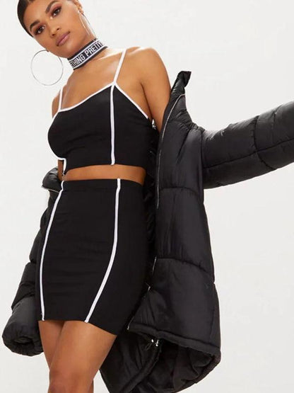 Spaghetti-neck Tank And Skirt Suits