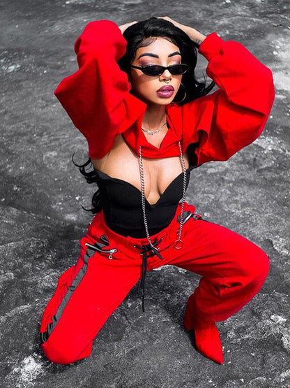 Chain High-low Crop Sweatshirts
