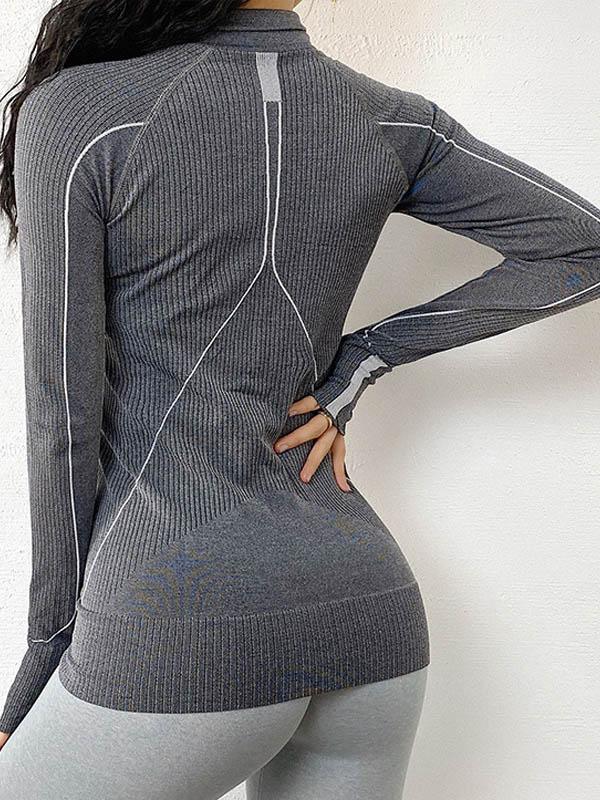 Wrap Long Sleeves Zipper Yoga Tops