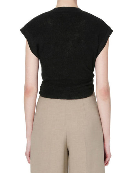 Urban Solid Color Sleeveless V-Neck Vest Tops