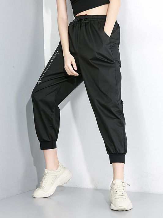 Loose Elastic Waist Design Tooling Harem Pants