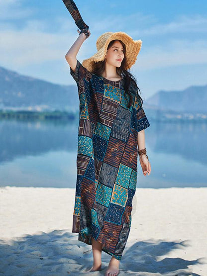 2019 Summer New Original Fashion Loose Oversize Bamboo Hemp Maxi Dress