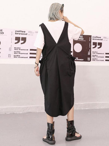 Retro Split-side Suspender Skirt