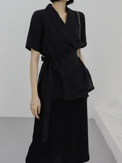 Literary Lace-up Slim Shirt