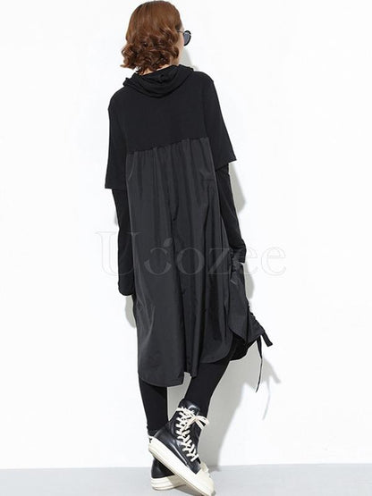 Loose BF Style Hooded Long Shirt Dress