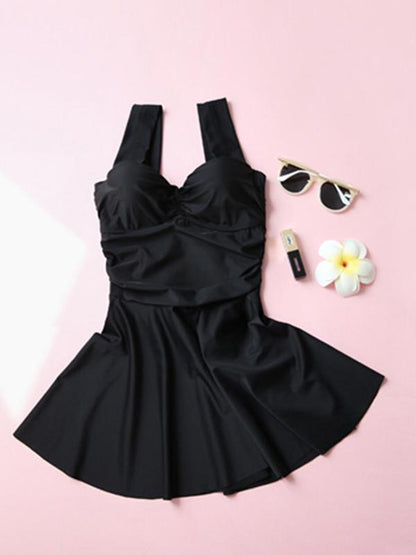 Hollow Back Ruched Tankini Swimsuit