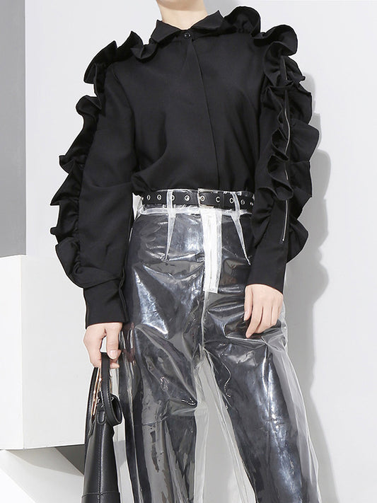 Original Falbala Sleeves Lapel Long Sleeve Shirt