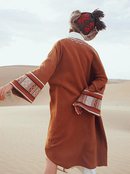 Original Flared Embroidered Woolen Outwear