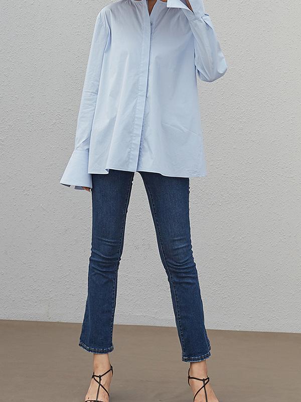 Original Round-neck Solid Blouses