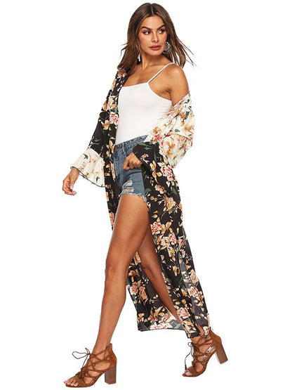 Sexy Printed Bikini Cardigan Beach Long Cover Up