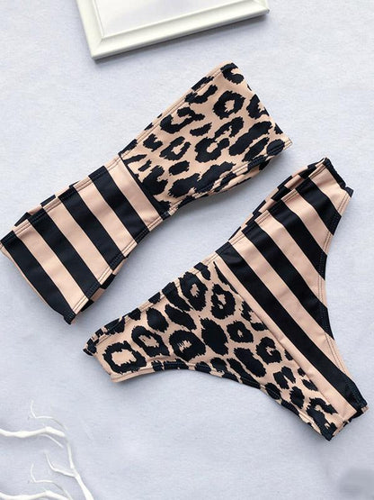 Contrast Ruched Bikini Set