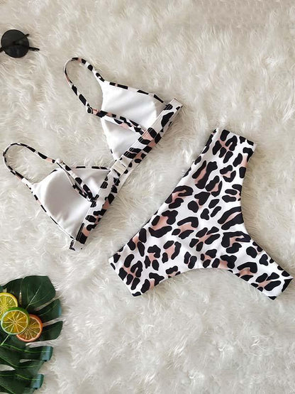 Leopard High Waist Floral Bikinis Swimwear