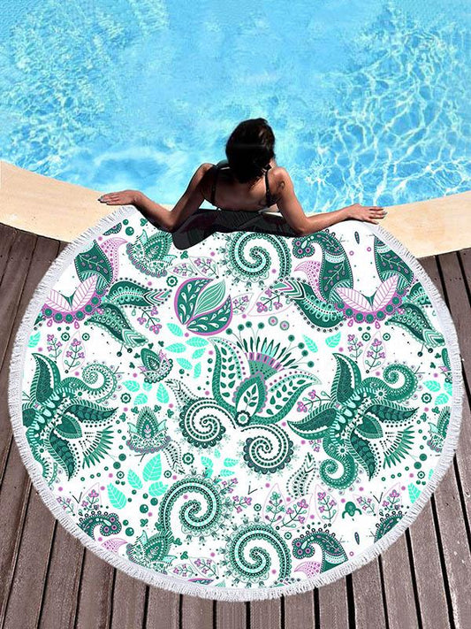 Green Chic Printed Round Beach Mats