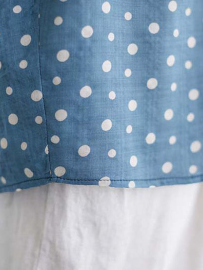 Artistic Retro Loose Polka-Dot Hollow Lace Peter Pan Collar Blouse