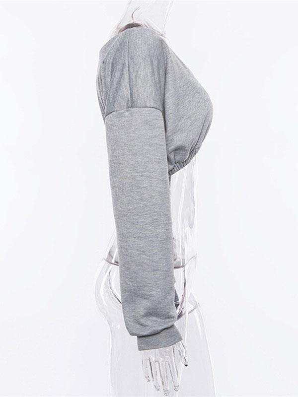 Sports V-Neck Hoodies&Sweatshirt Tops