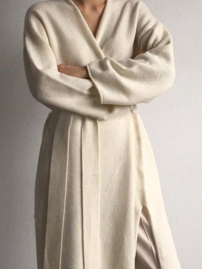 SPLIT-SIDE LACE-UP LONG SWEATER