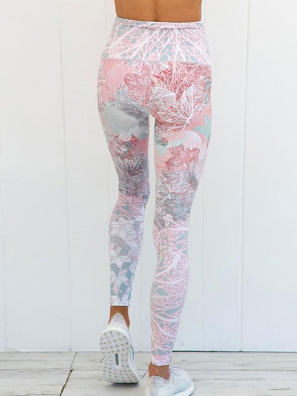 Printed Bandage Tanks And Wide Wasitband Leggings Suits