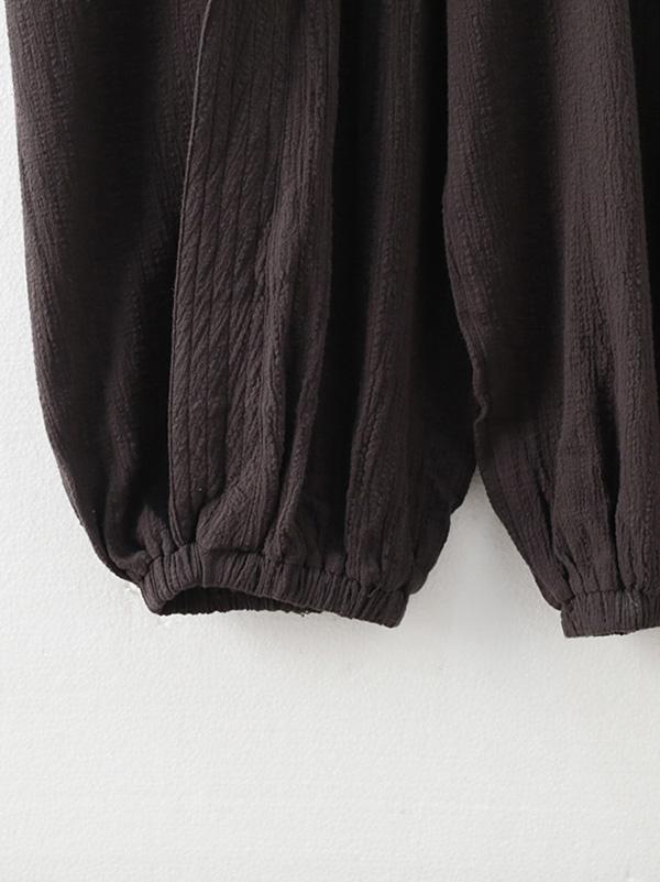 Original Solid Elasticity V-Meck Jumpsuits