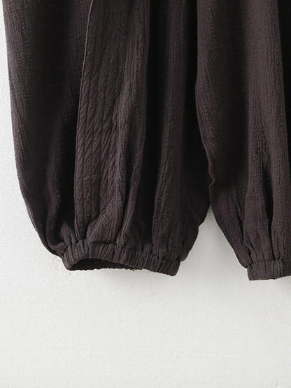 Original Solid Elasticity V-Meck Jumpsuits