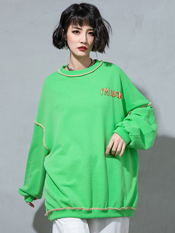 Casual Contrast Color Printed Long Sleeves Sweatshirt Top