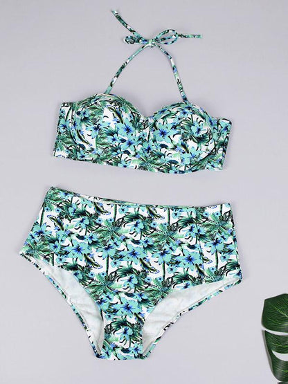Floral High Waisted Bikini Set