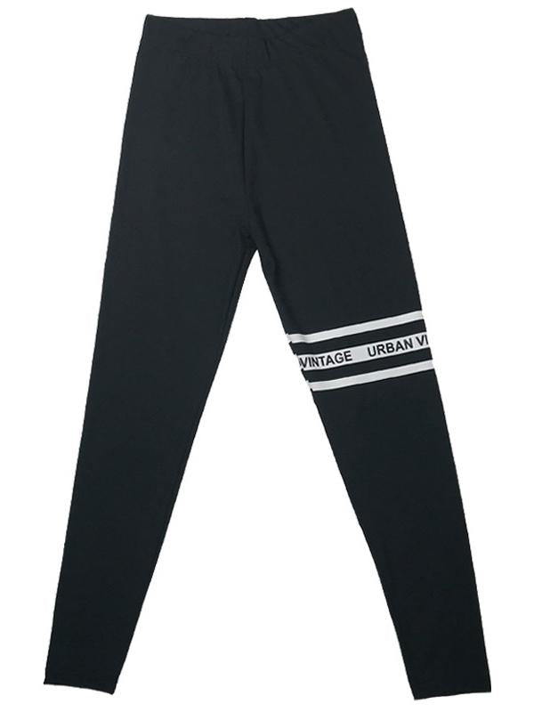 Fashion Contrast Color Letters Printed Leggings