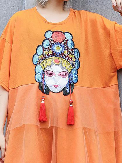 Summer Loose Peking Opera Midi Dress
