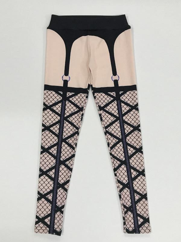 Mesh Printed Bodycon Leggings