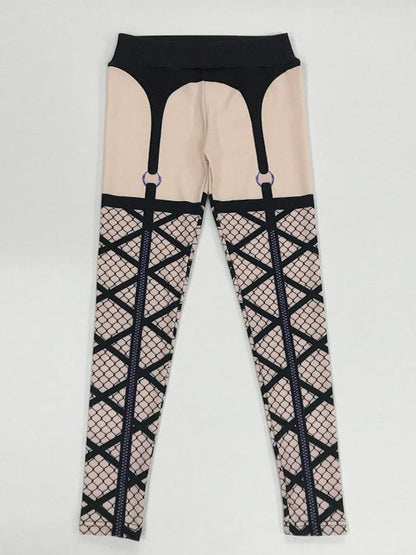 Mesh Printed Bodycon Leggings