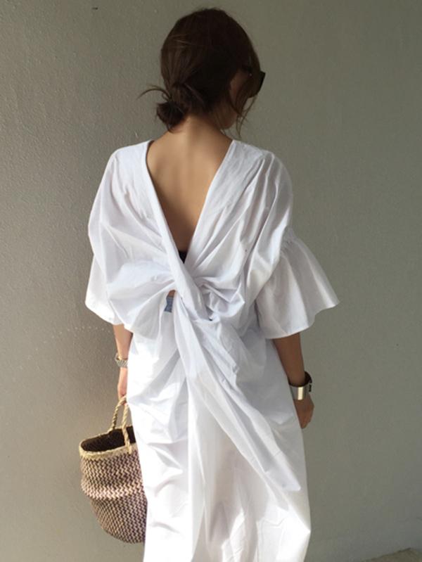 Plus Size V-Back Ruffled Maxi Dresses