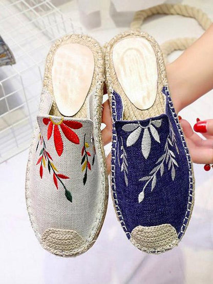 Line-soled Canvas Mules&Slides Shoes