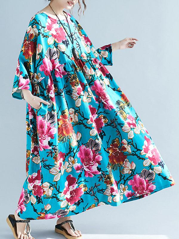 National Style Colorful Cotton Long Dress