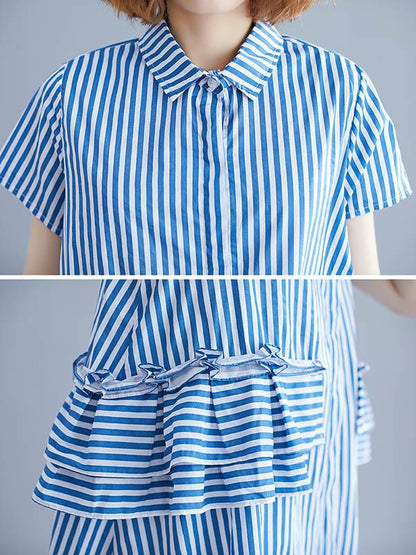 Striped Falbala Dress
