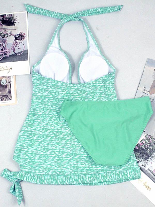 Halter-neck Printed Tankinis Swimwear