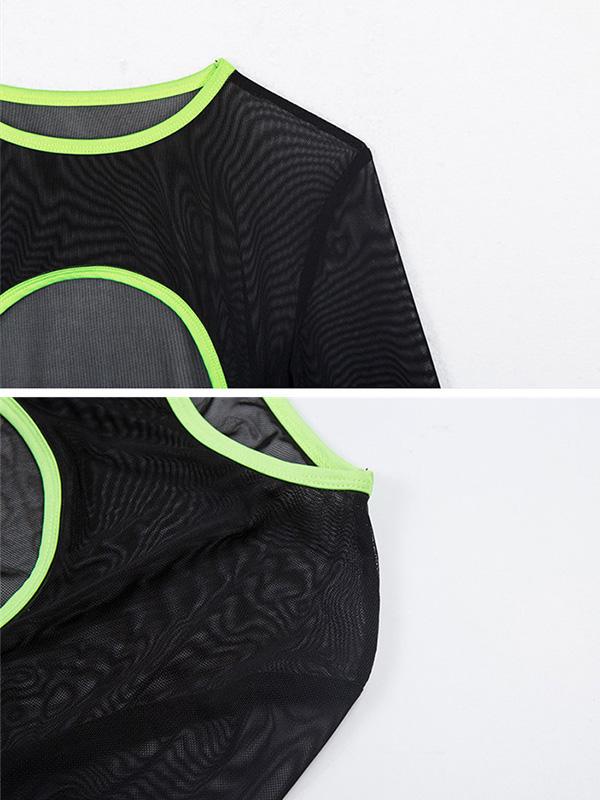 Sexy Mesh Split-Front T-Shirt Tops