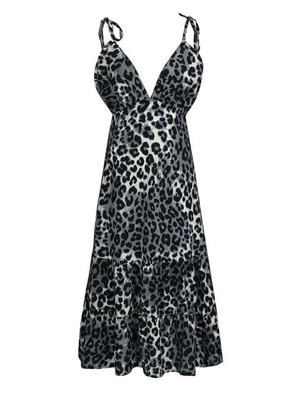 Leopard Halterneck Backless Dress