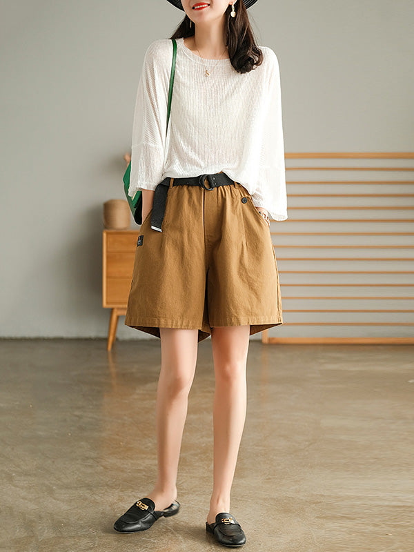 Casual Solid Round-Neck Knitting T-Shirts Tops