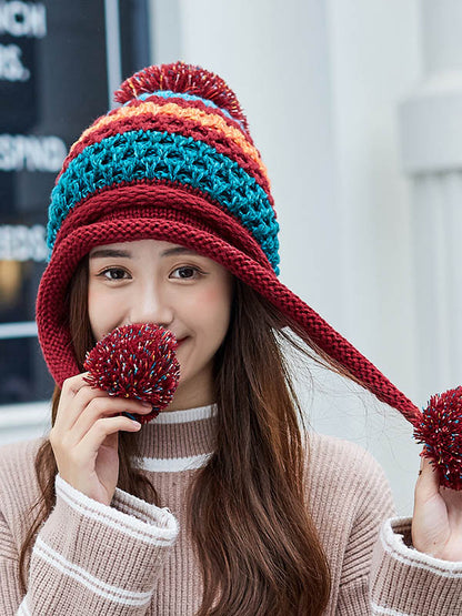 Casual Warm Contrast Color Knitted Hat