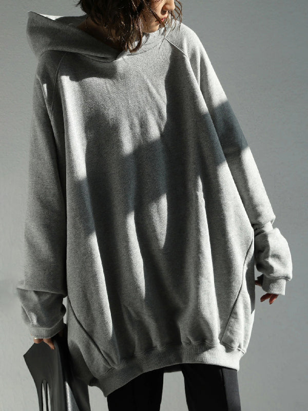 Simple Casual Solid Color Split-Joint Batwing Sleeves Hoodies