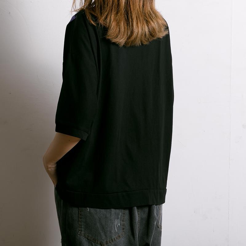 Colored Appliques Simple Women Casual T-Shirt