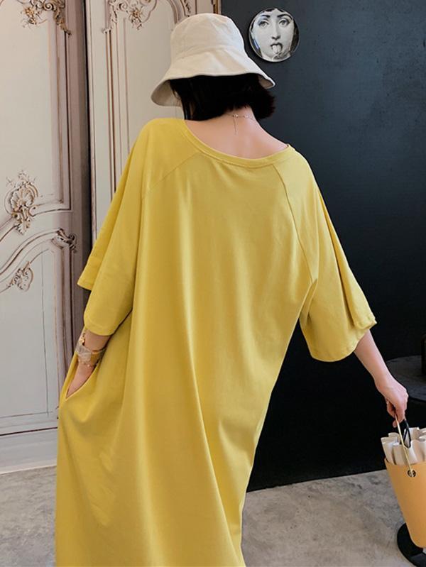 Original Solid V-Neck Dress