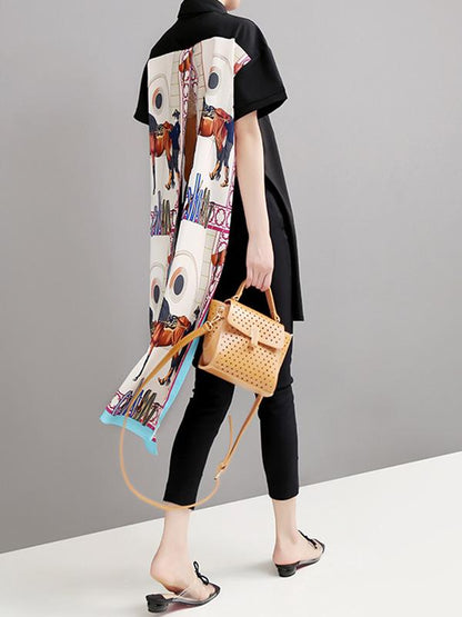 High-low Short Sleeves Backless Shirt