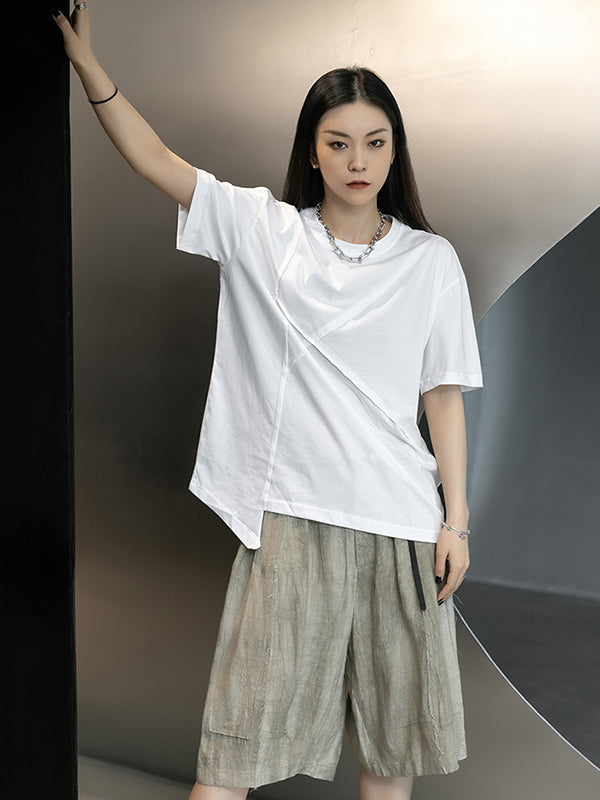 Original Solor Color Linen Wide Leg Shorts