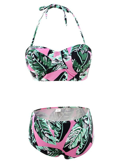 Floral High Waisted Bikini Set